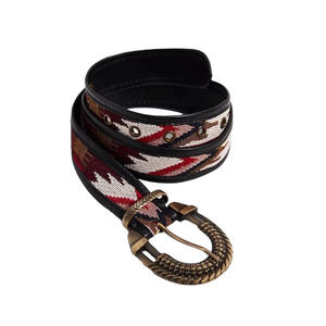 NEW Free People Needlepoint Lambskin Medialuna Buckle Belt Size S/M